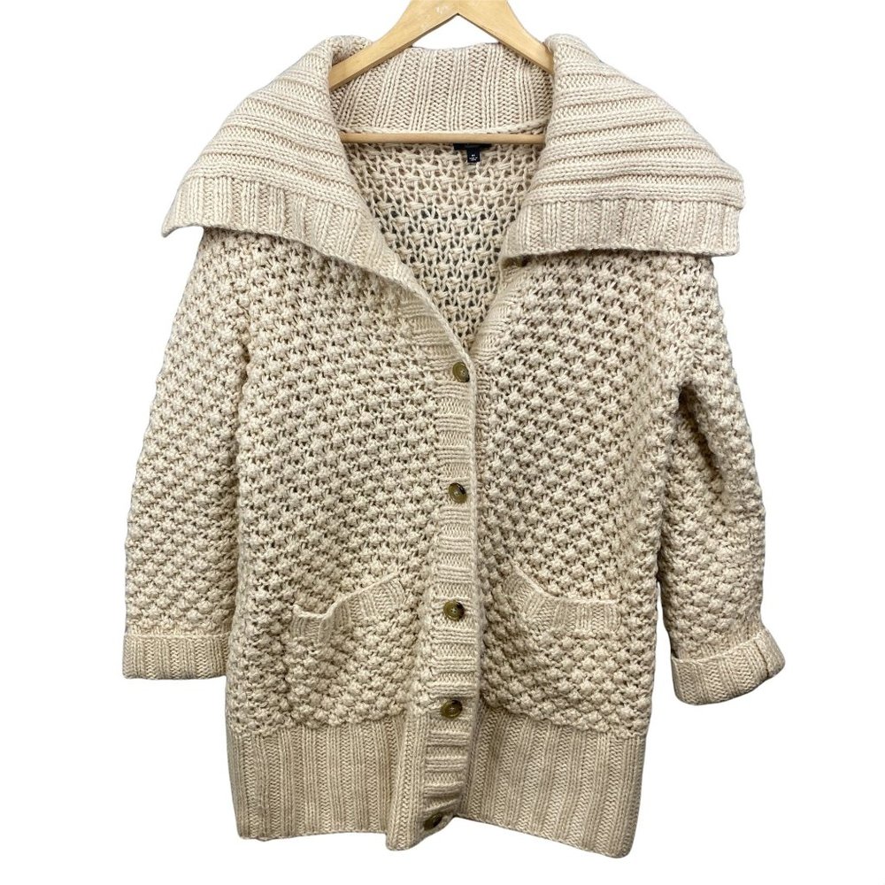 Talbots Chunky Womens Sweater Cardigan Acrylic Wool Alpaca blend Size Medium